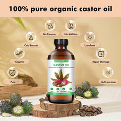 Castor oil pack wrap with glass bottle illustration