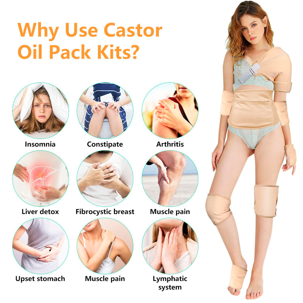 Castor oil pack neck and stomach wrap