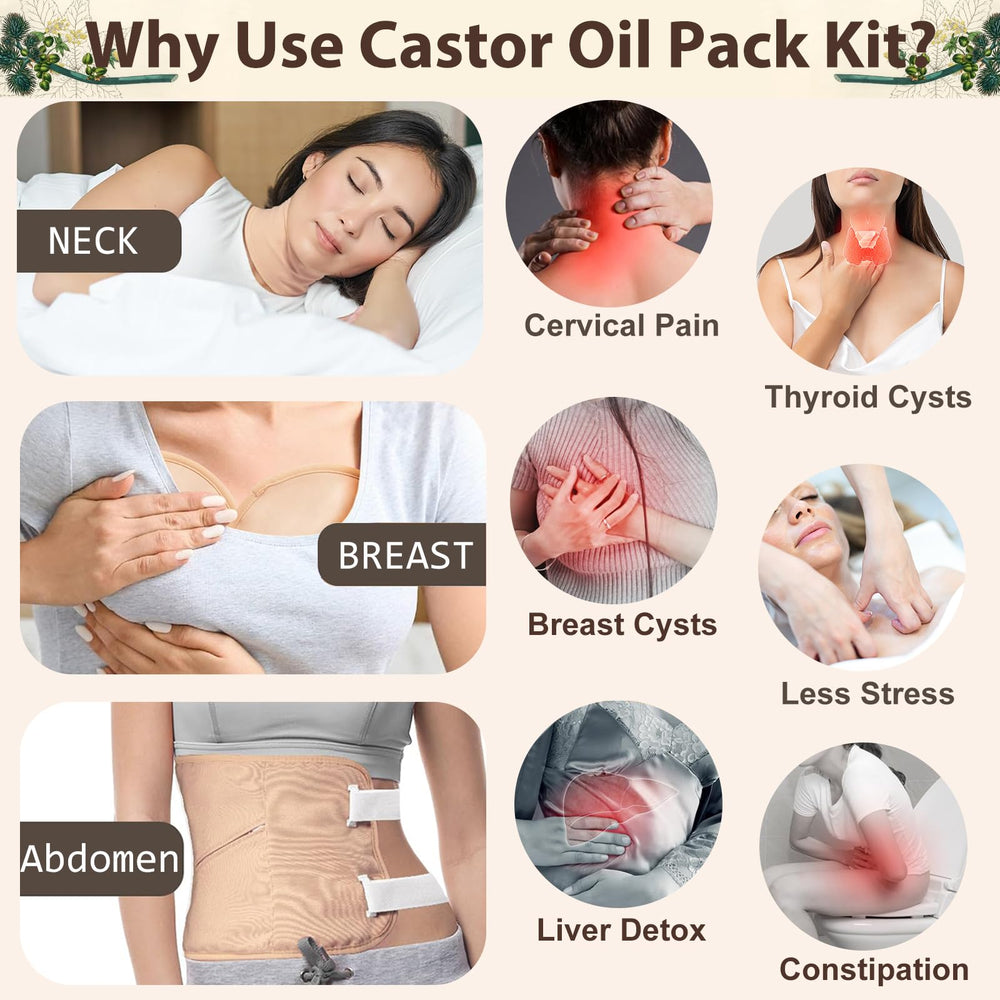 Neck wrap castor oil pack for thyroid health