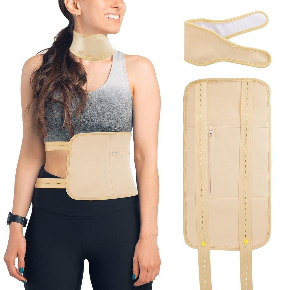 Castor Oil Pack Wrap for neck with zipper pocket
