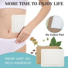 Self-adhesive castor oil wrap applied on abdomen
