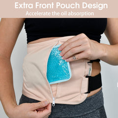 Castor oil pack wrap with front pouch for heat or ice packs