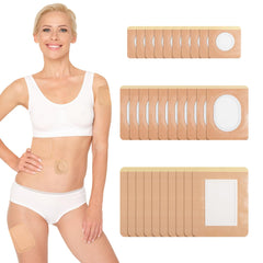 Adhesive castor oil patches displayed together