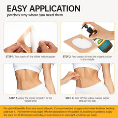 Lightweight disposable castor oil patches for travel or gym