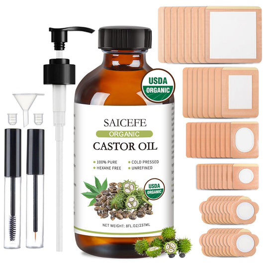 Assorted self-adhesive castor oil patches in five shapes