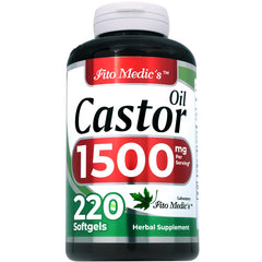 Castor Oil pills bottle side angle with label detail