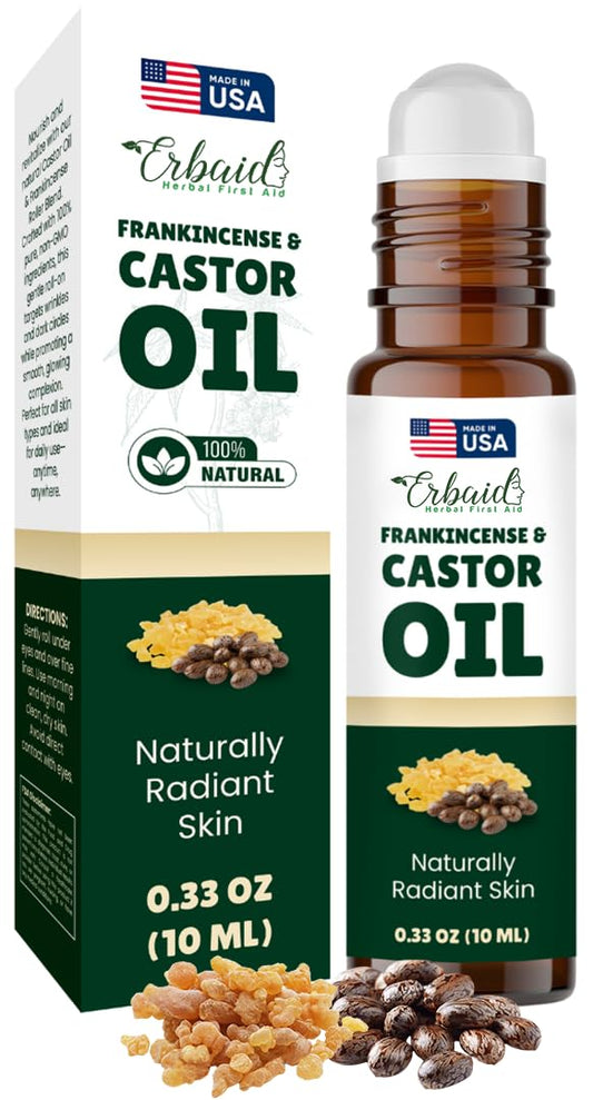 Castor Oil Roll-On bottle with Frankincense essential oil