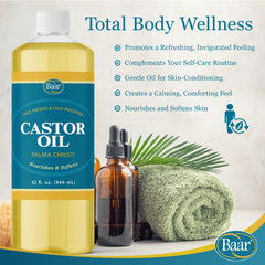 Close-up texture of cold-pressed castor oil