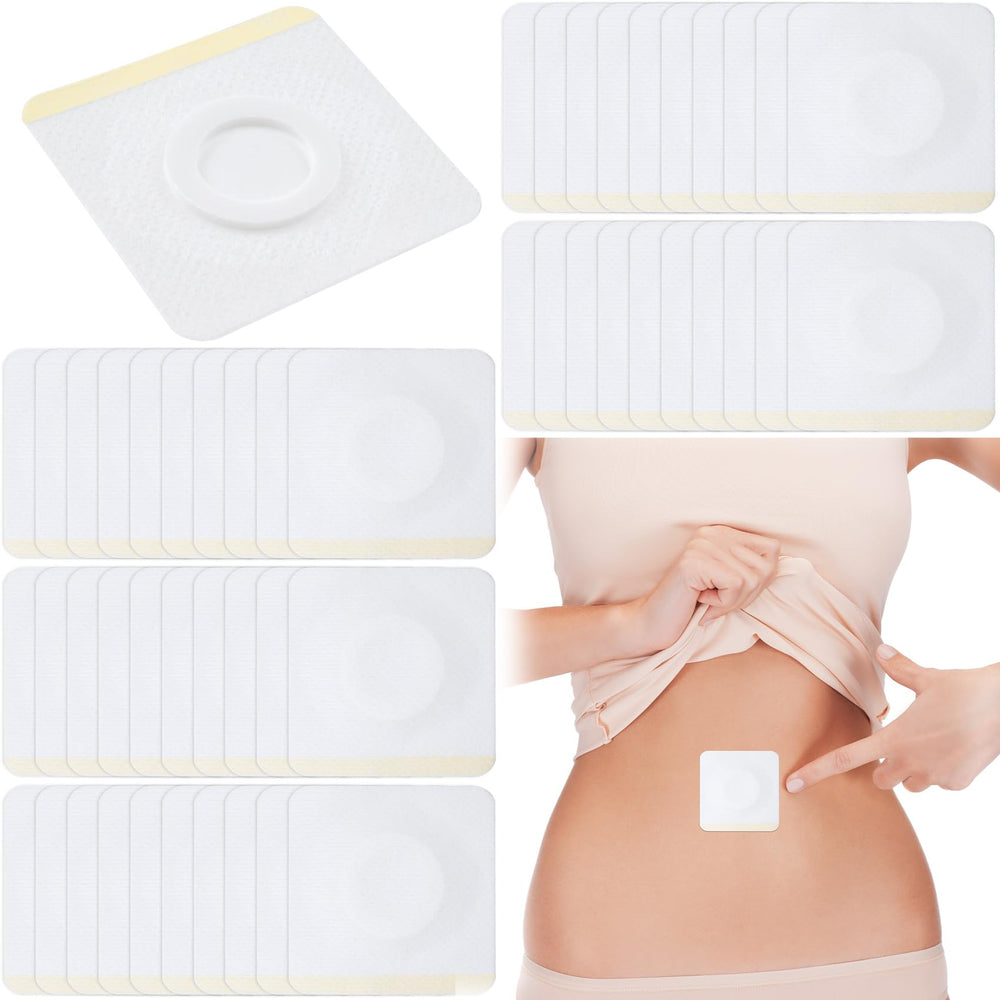 White disposable castor oil pack wrap front view, 2.37 inch (6 cm) patch size