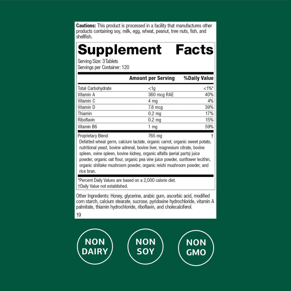 Label on Catalyn bottle highlighting non-dairy and non-soy