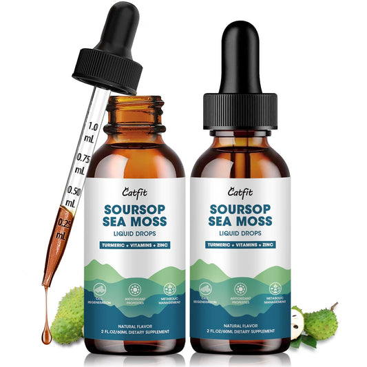 Catfit Soursop Graviola Liquid Drops 2-pack bottle front view on white