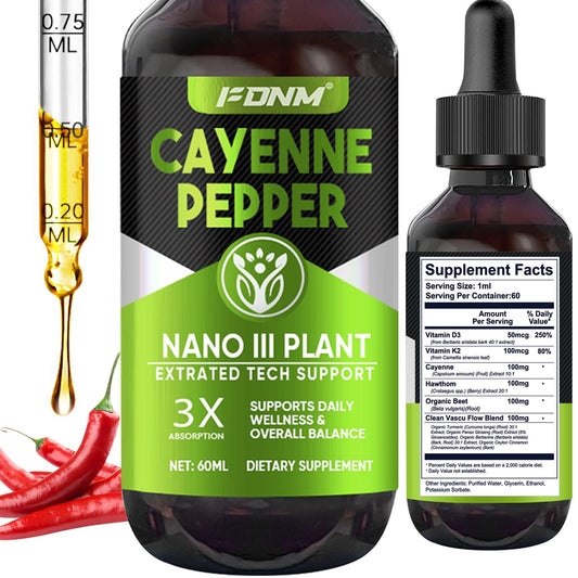 Cayenne Pepper Drops bottle on white background