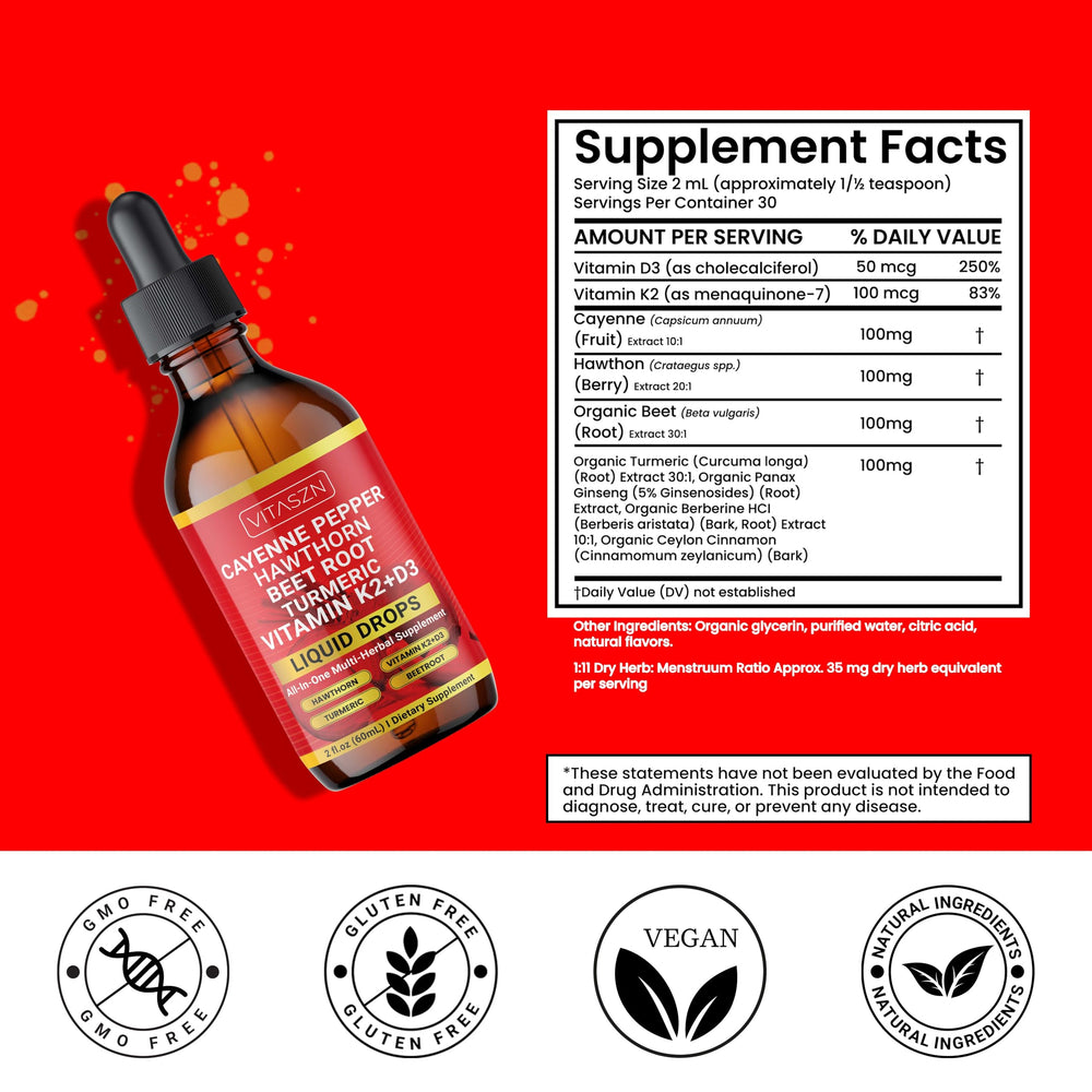 2oz (60ml) Cayenne Pepper Drops bottle with dropper