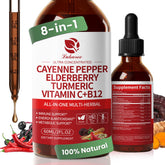 Front view of Cayenne Pepper Drops 8-in-1 Berry flavor bottle (2 oz).