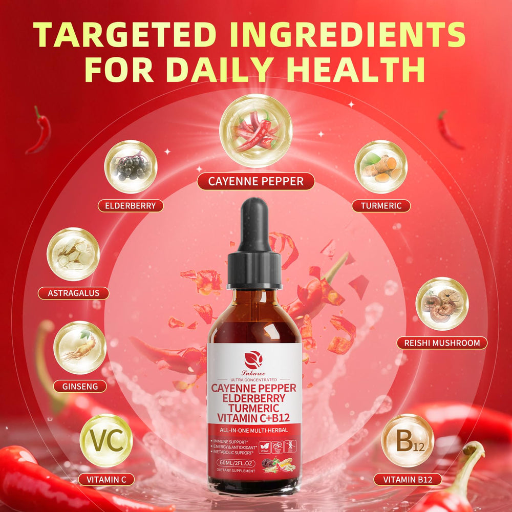 Ingredients chart for Cayenne Pepper Drops 8-in-1 Complex.