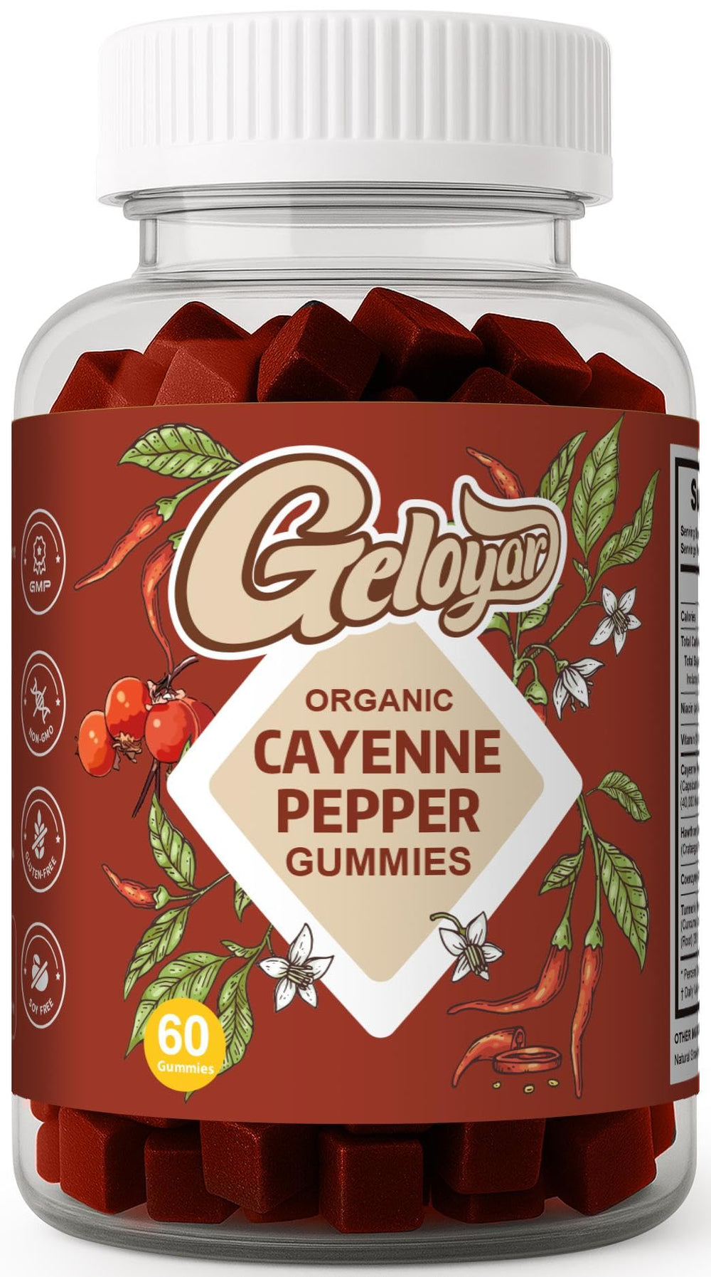 Cayenne Pepper Gummies with Hawthorn Berry label artwork