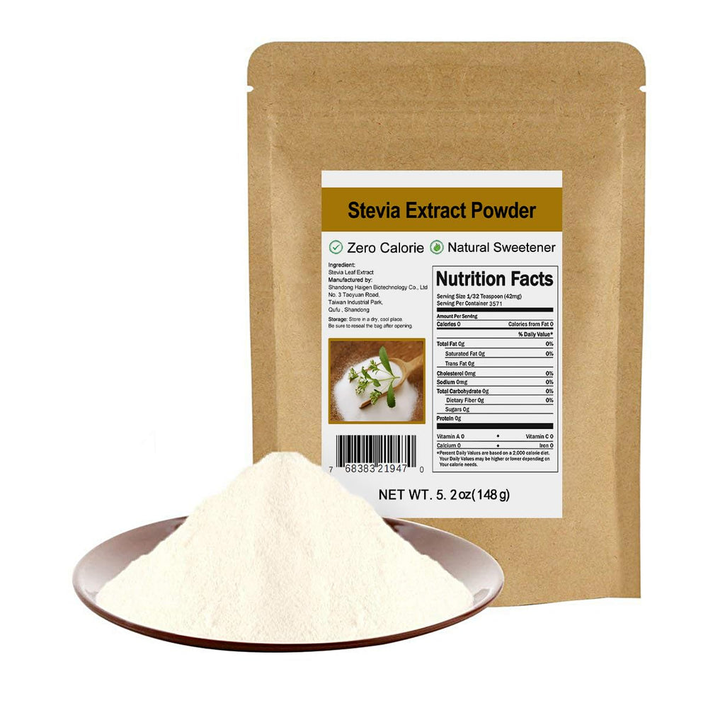 CCnature Pure Stevia Powder packaging in an eco-friendly kraft bag