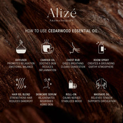 Cedarwood oil blended with lemongrass, rose, and frankincense