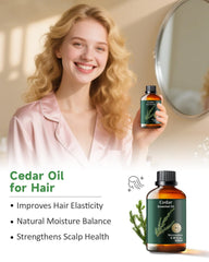 Cedarwood essential oil massaged into skin for evening care