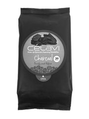 Celavi Charcoal Wipes texture close-up showing soft, hydrating fibers for gentle removal