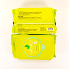 Celavi wipes on face in use, quick makeup removal anytime.