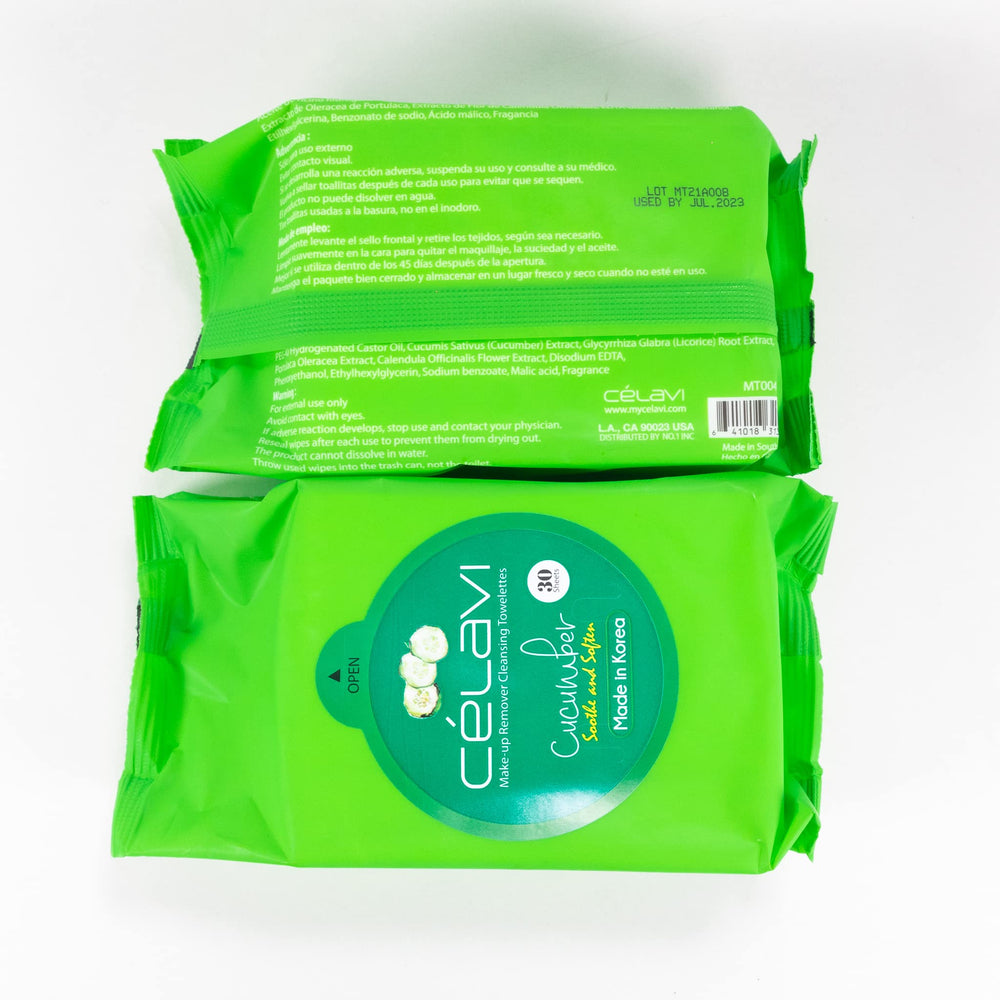 Celavi makeup remover wipes soft texture for gentle cleansing on skin.