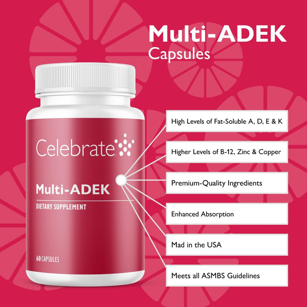 Bottle label of Celebrate Vitamins Multi ADEK Iron Free (60 capsules)