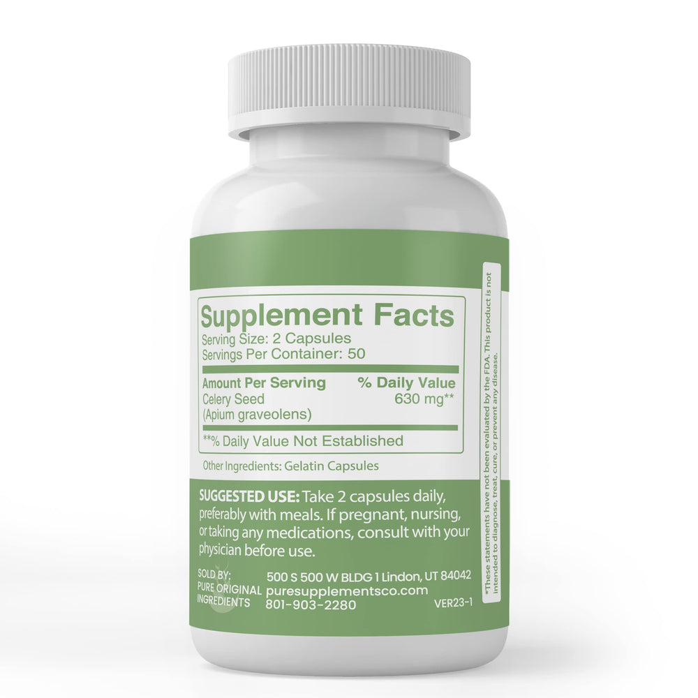 Celery Seed Capsules ingredients label