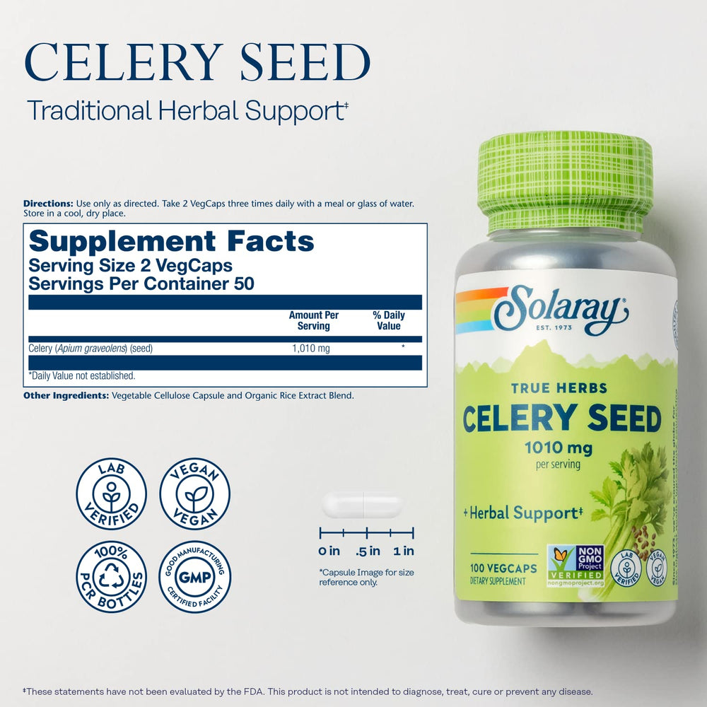 Illustration of celery seed phytochemicals: coumarins, limonene, apigenin