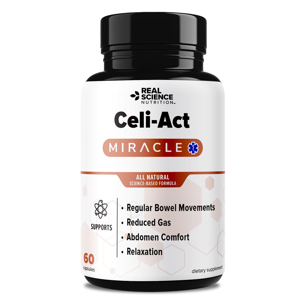 Front view of Real Science Nutrition Celi-Act Miracle bottle