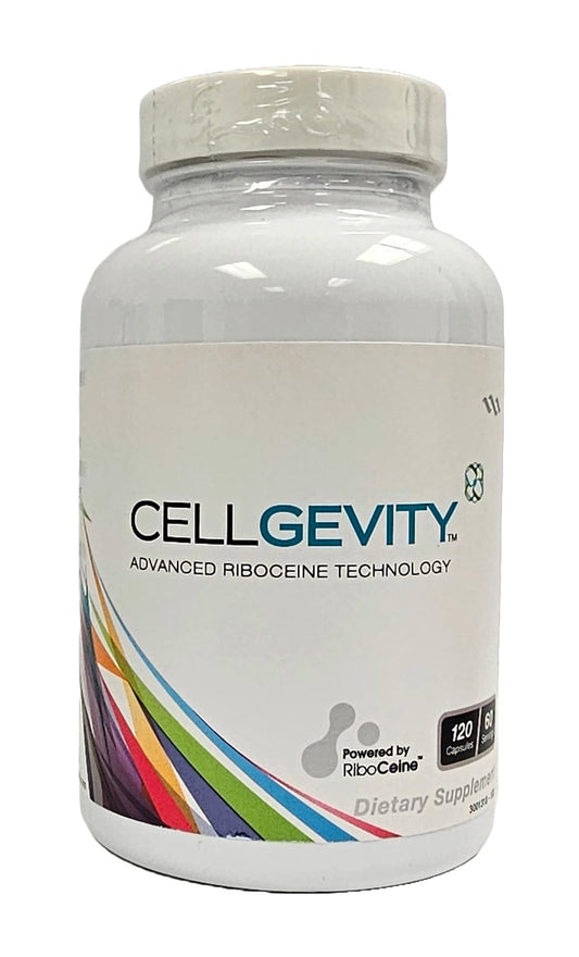 Cellgevity bottle showing 120 vegetable capsules