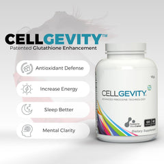 Cellgevity label detail showing RiboCeine and glutathione support