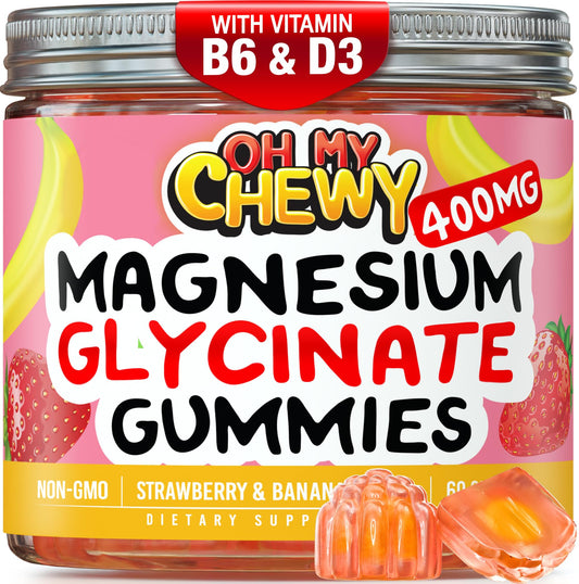 Front view of Center-Filled Magnesium Glycinate Gummies bottle (120-count).