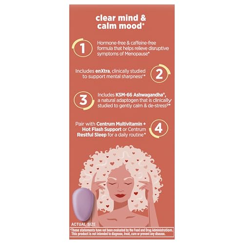 Centrum Clear Mind bottle close-up highlighting enXtra and calming benefits