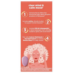 Centrum Clear Mind bottle close-up highlighting enXtra and calming benefits