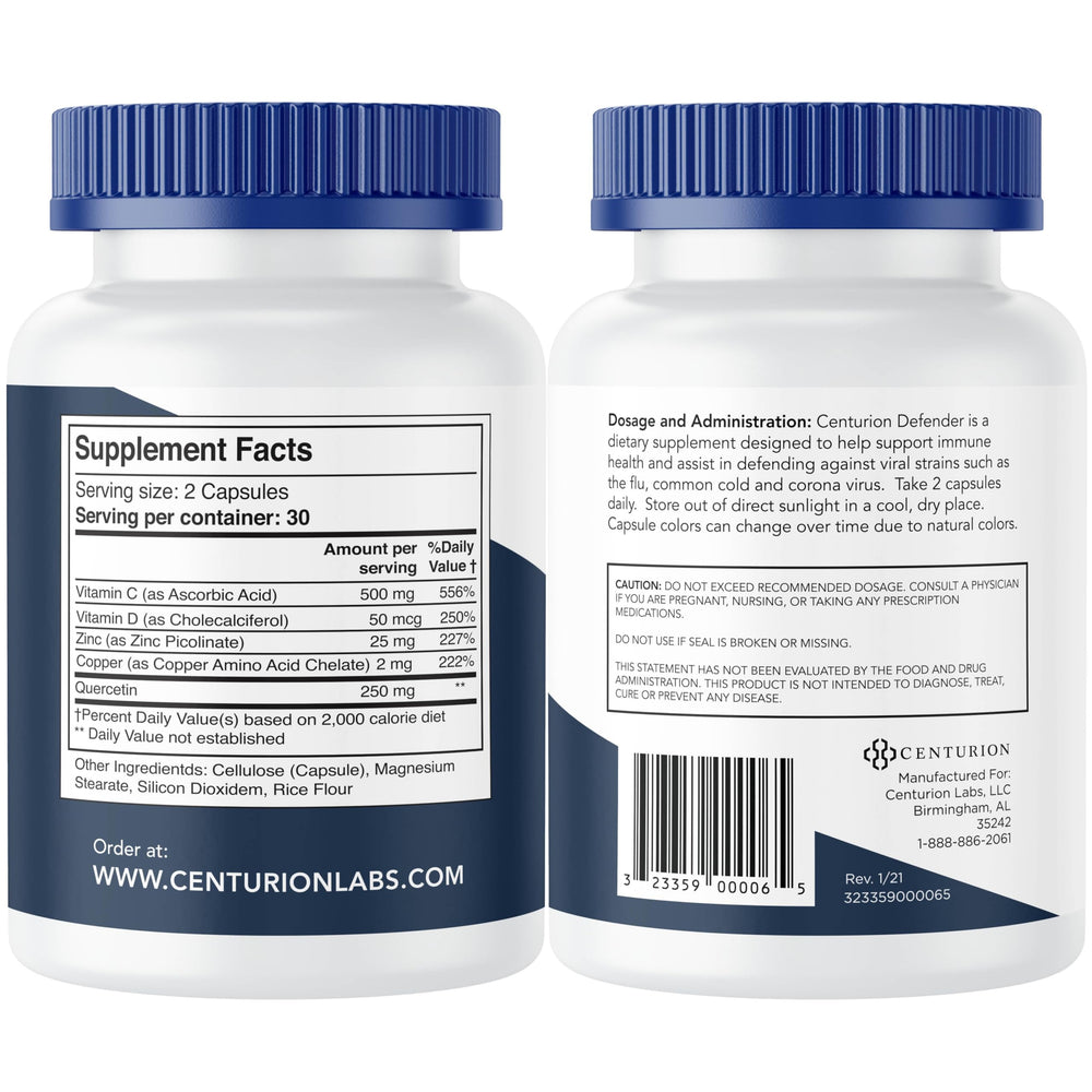 Label of Defender Immunity Boost highlighting 5-in-1 formula