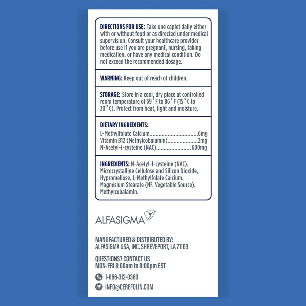 Close-up of L-Methylfolate calcium ingredient for Cerefolin