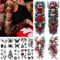 Cerlaza Christmas Tree tattoo for adults, waterproof holiday design for parties