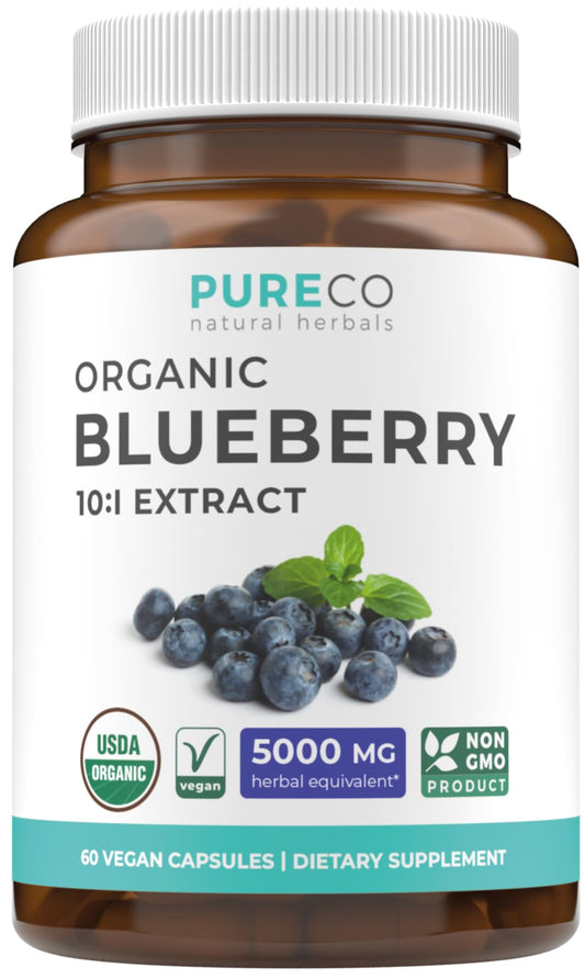 Bottle of Certified Organic Blueberry Extract Capsules