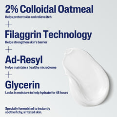 Hands applying Cetaphil Restoraderm to dry skin.