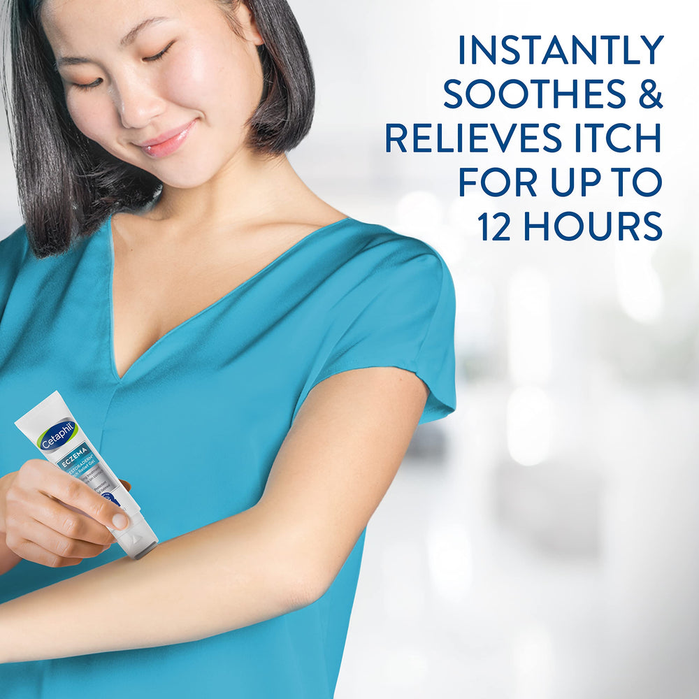 Cetaphil Restoraderm Gel cool-touch applicator delivering instant cooling relief.