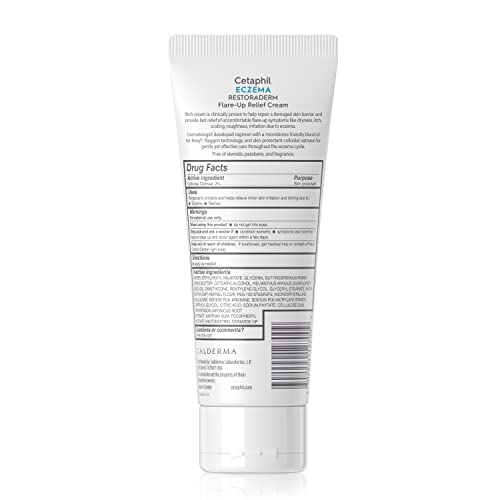 Cetaphil Restoraderm relief cream tube ready for flare-ups on irritated skin.