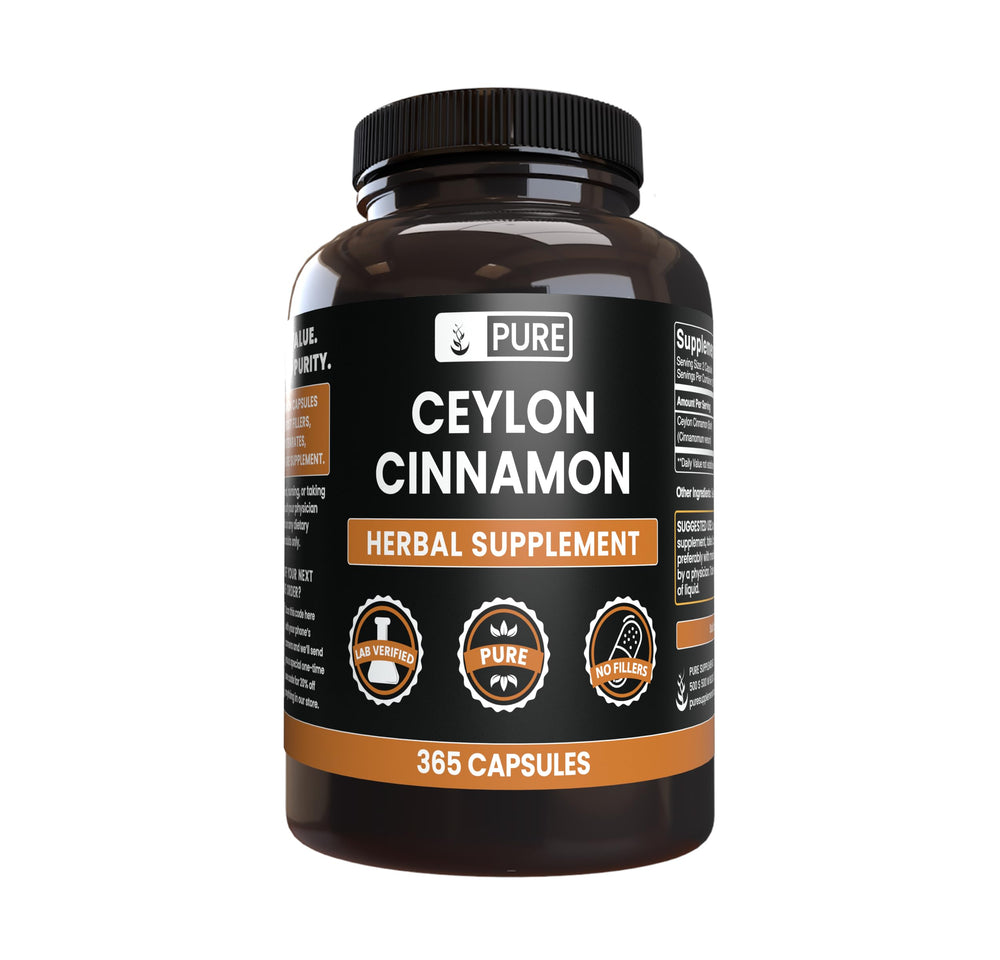Pure Original Ingredients Ceylon Cinnamon capsules in bottle