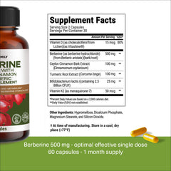 Ceylon cinnamon combined with berberine 500 mg