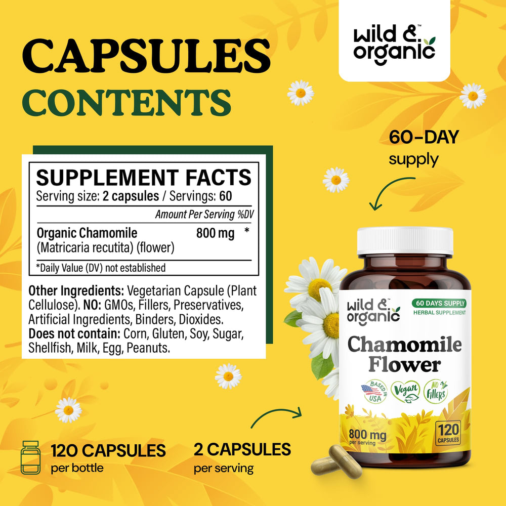 Close-up of chamomile flowers with capsules