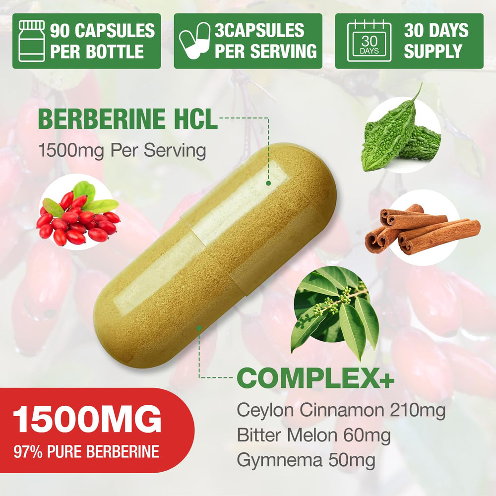 CHANUBITO berberine capsules close-up highlighting vegan, non-GMO formula.