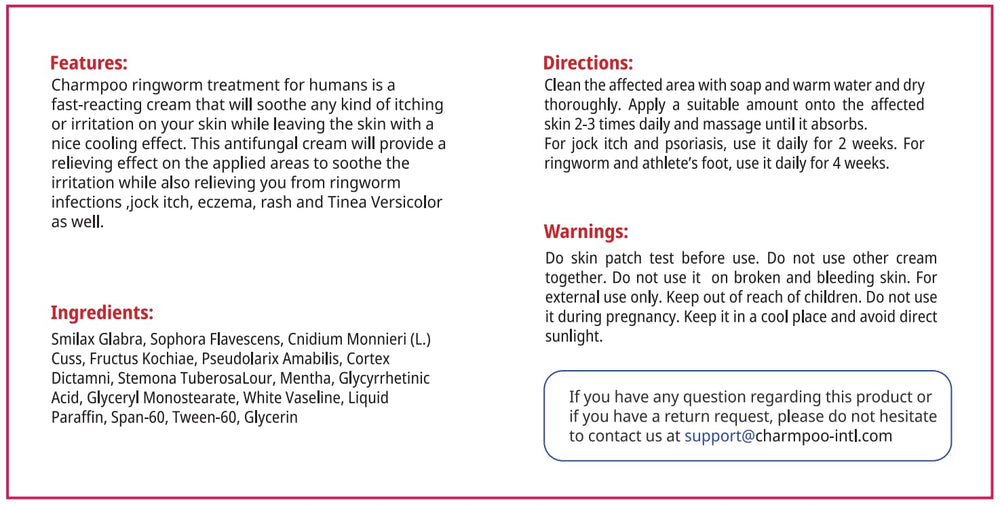 CHARMPOO antifungal cream night usage scene suggests discreet nighttime relief.