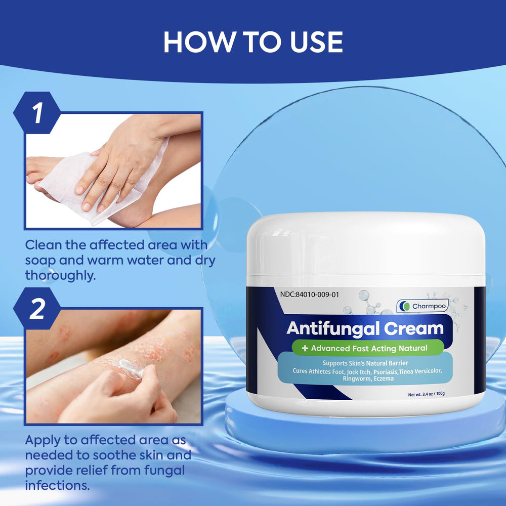 CHARMPOO antifungal cream swatch reveals rich texture ideal for precise application.