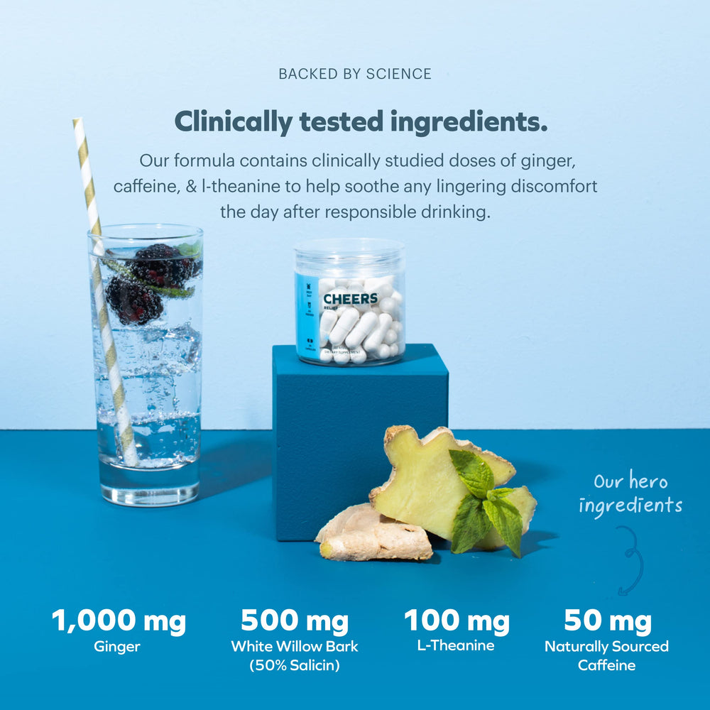 Cheers Relief L-Theanine caffeine tablet promotes calm focus and gentle energy.