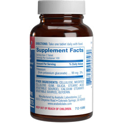 Close-up of potassium gluconate Ingredient label